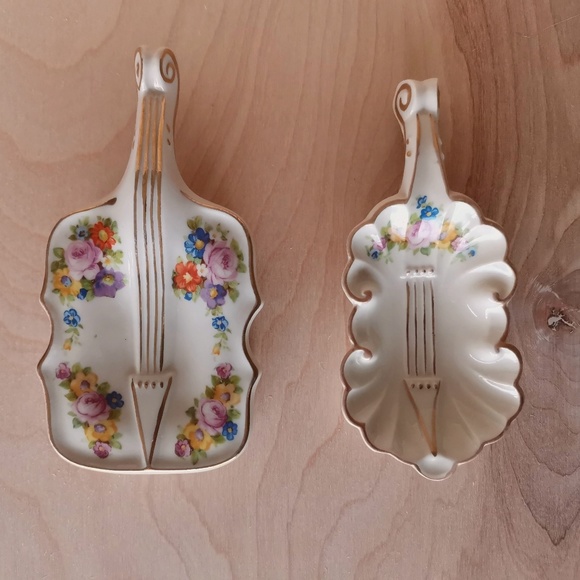 Vintage Fine China Porcelain Violin Dish and Jewelry box - Picture 1 of 8